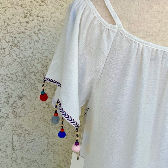 Have White Pom Pom Off The Shoulder Blouse SMALL - Picture 7 of 13